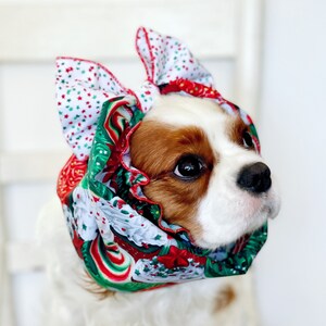 Christmas Cupcakes Big Bow Cavalier Dog Snood, Cotton Pet Snood,  Cavalier King Charles Snood, Cocker Snood, Spaniel Snood