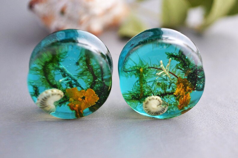 Ear plugs epoxy resin Ear gauges Resin ear gauges Blue plugs Etsy