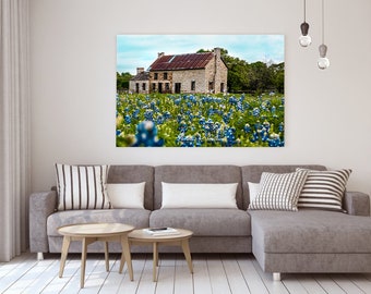 Bluebonnet House Fine Art Photograph – Texas Hill Country Print