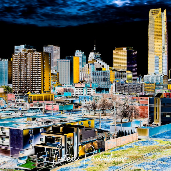 Oklahoma City Skyline  Street Photography Wall Art Landscape Pictures, City Photography, Modern Cityscape, Skyline Photograph