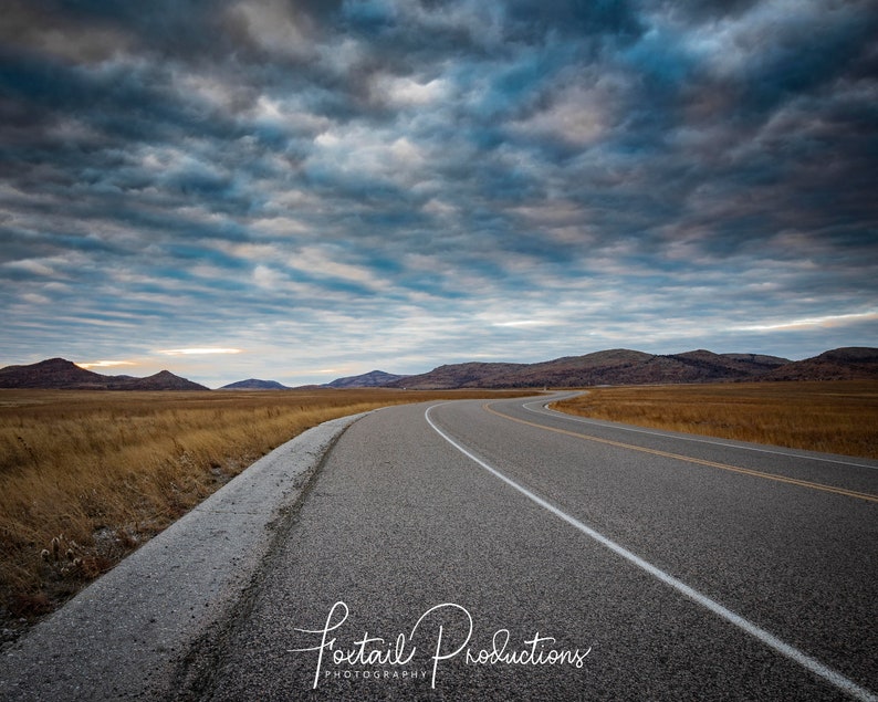 Oklahoma Moody Sky Wall Art Landscape Photos of Scenic Sunset in Wichita Mountains Southwest Landscape Decor Landscape Photography Print