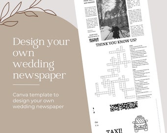 Design Your Own Wedding Newapaper - Make a Personalised Wedding Newspaper -Wedding Newspaper Canva Template -Unique Wedding Order Of Service