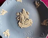 Wedgwood blue jasperware Christmas Plate 2000, The Flight in Egypt, Wedgwood Jasperware, jasperware plate, Wedgwood Christmas plate