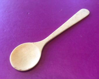 Vintage French 19th-Century Carved Bone Salt Spoon
