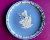 Wedgwood blue jasperware Britannia Plate by Philip Nathan, Wedgwood Jasperware, Wedgwood collectable, jasperware dish