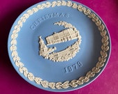 Wedgwood blue jasperware Christmas Plate 1979, Buckingham Palace, Wedgwood Jasperware, jasperware plate, Wedgwood Christmas plate