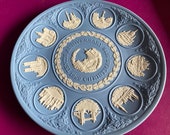 Wedgwood blue jasperware Christmas Plate Tenth Anniversary, Wedgwood Jasperware, jasperware plate, Wedgwood Christmas plate