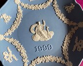 Wedgwood blue jasperware Christmas Plate 1999, Wedgwood Jasperware, jasperware plate, Wedgwood Christmas plate