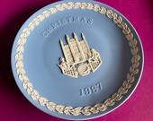 Wedgwood blue jasperware Christmas Plate 1987, Guildhall London, Wedgwood Jasperware, jasperware plate, Wedgwood Christmas plate