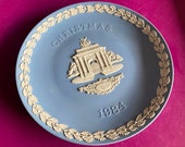 Wedgwood blue jasperware Christmas Plate 1984, Constitution Hill, Wedgwood Jasperware, jasperware plate, Wedgwood Christmas plate