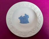 Wedgwood Jasperware trinket dish in white with applied blue neoclassical scene, Wedgwood dish, Wedgwood trinket dish, Wedgwood collectable