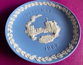 Wedgwood blue jasperware Christmas Plate 1969, Windsor Castle, Wedgwood Jasperware, jasperware plate, Wedgwood Christmas plate