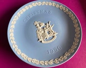 Wedgwood blue jasperware Christmas Plate 1996, Merry Christmas, Wedgwood Jasperware, jasperware plate, Wedgwood Christmas plate