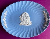 Scarce Wedgwood blue jasperware Dr William Over Oval Dish, Wedgwood Jasperware, english pottery, Wedgwood collectable, jasperware dish