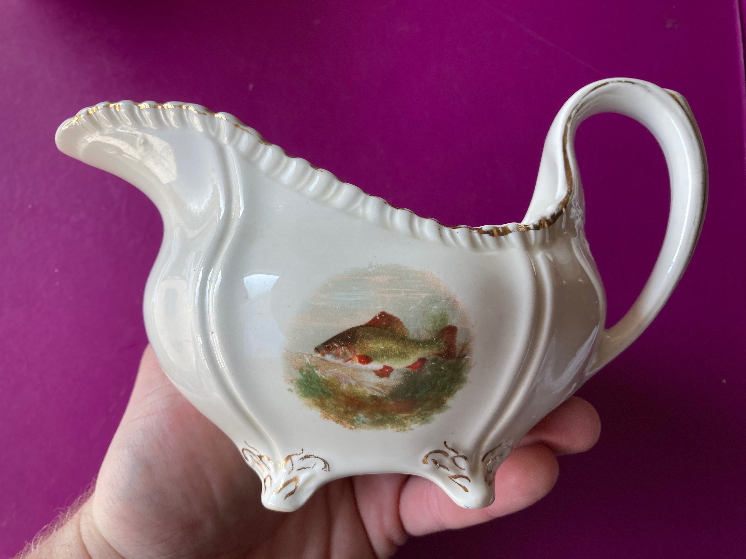 Handsome fish themed gravy boat by Woods Ivory Ware large Etsy