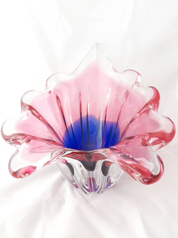 Stunning Piece Of Art Glass Pink And Blue Living Room Decor Etsy