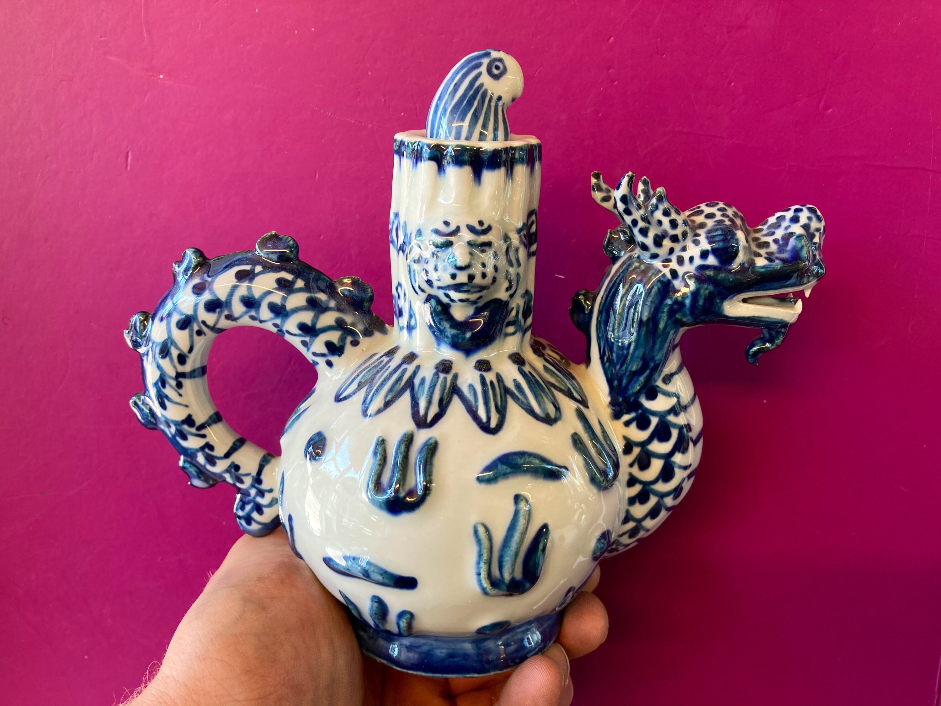 Unusual Chinese dragon teapot in blue and white china Etsy