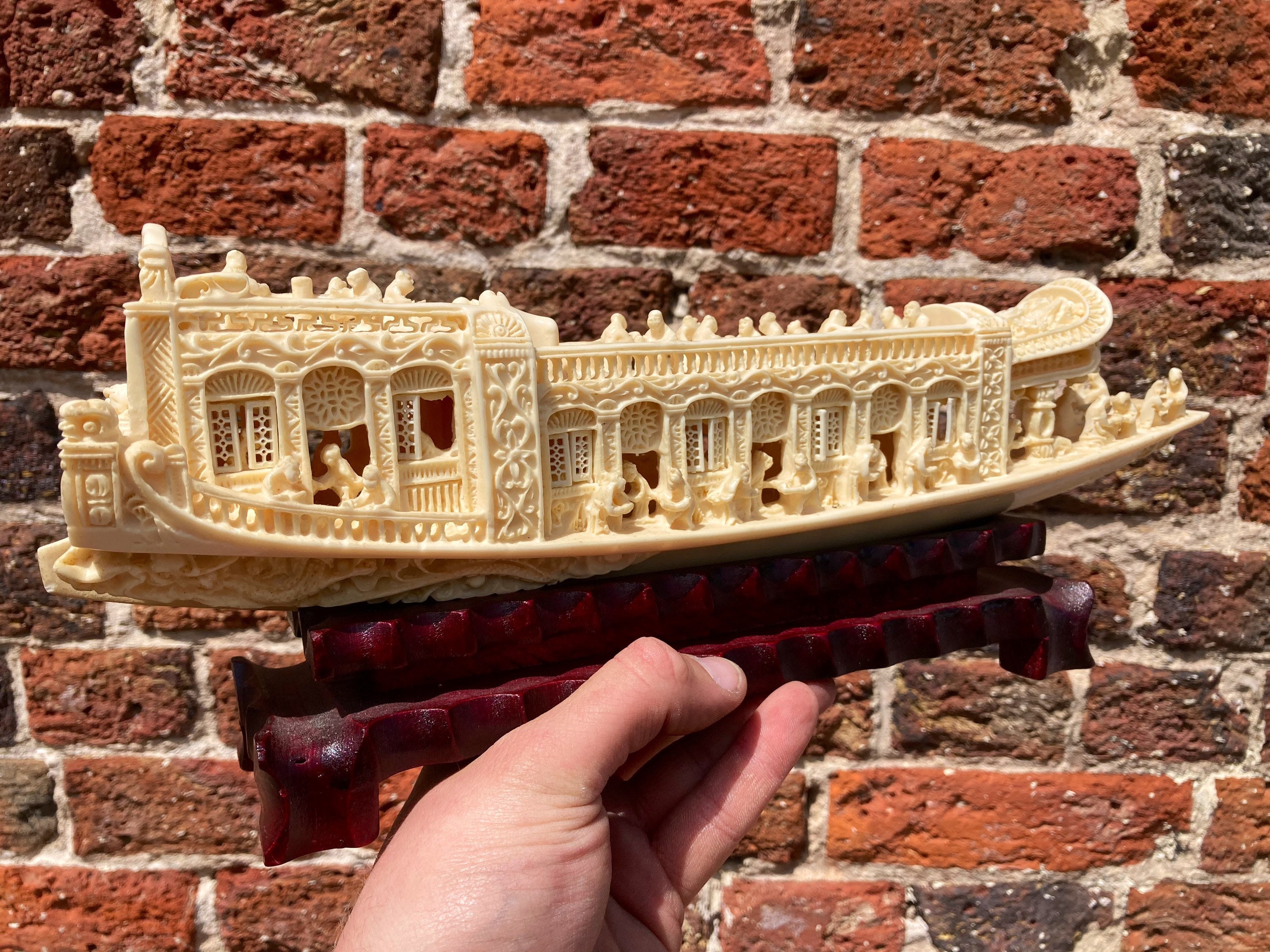 Unusual carved figurine of a Chinese long boat Chinese Etsy