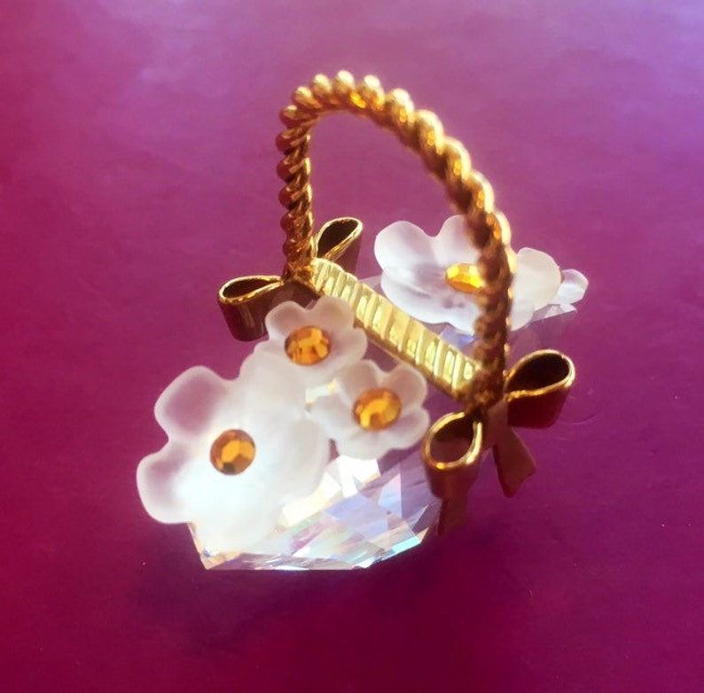 Beautiful vintage Swarovski Crystal flower basket flower gift Etsy