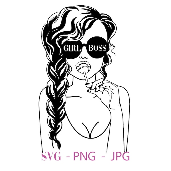 Girl Boss sunglasses Lollypop SVG PNG & JPG cut or print digital download