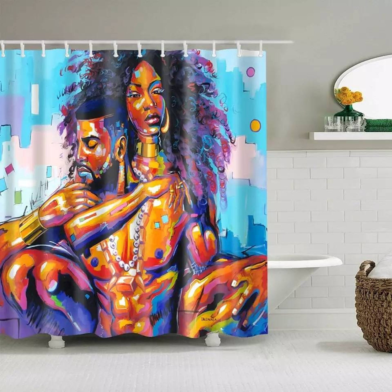 African Couple Shower Curtains Black Girl Decor for Etsy