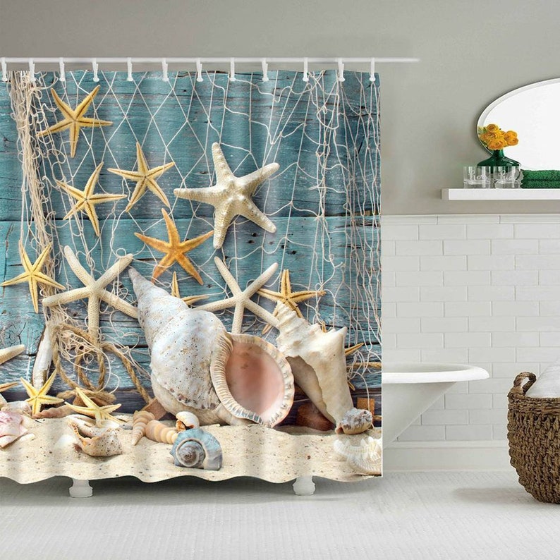 Beach Shells Shower Curtain Holidays Mode Nature Bathroom Etsy