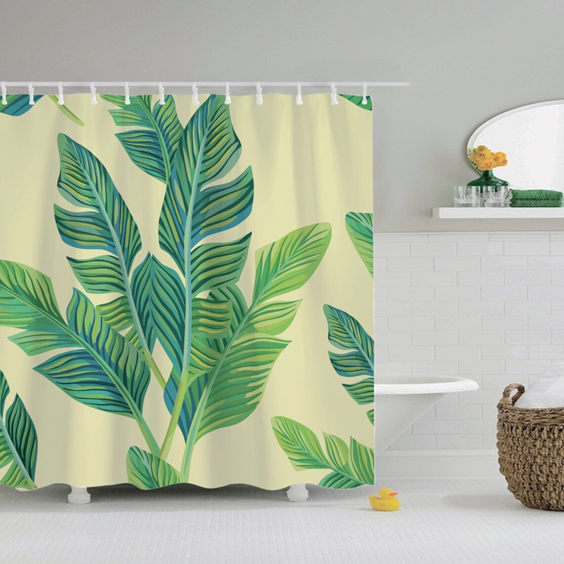 Green Forest Shower Curtain Bathroom Curtain Home Decor Etsy