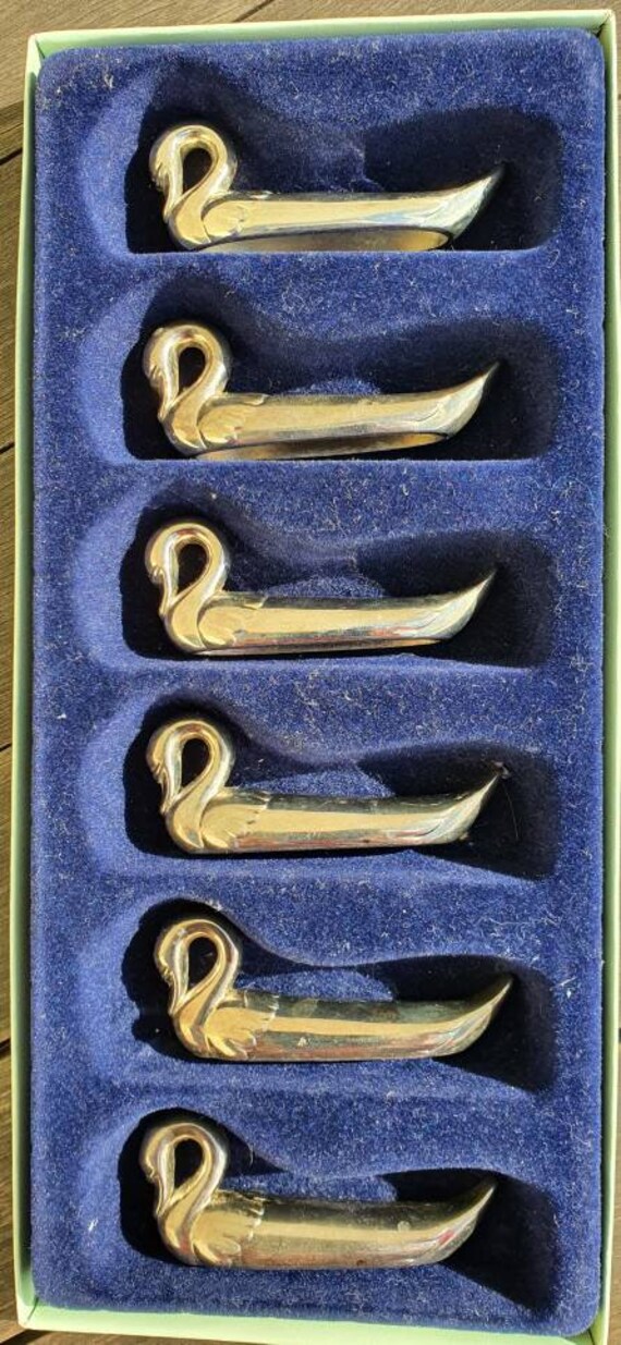 Coffret de Six Repose-Couteaux/Baguettes Cygne Stylisés, Vintage