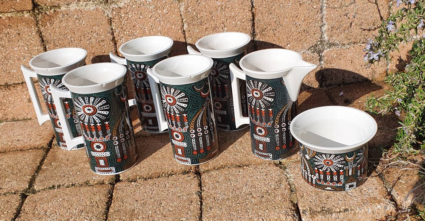 Magic City - Ensemble de Cruche, Sugar Bowl et 5 Tasses, Poterie Portmeirion Conçu Par Susan William