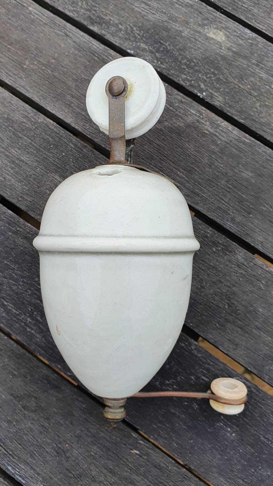 Contrepoids en Porcelaine Blanche Pour Un Lustre/Luminaire, Vintage Français