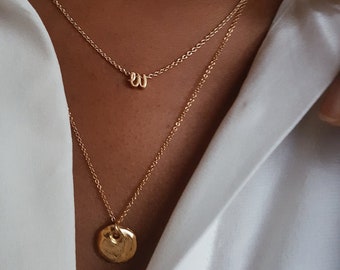 Personalised handwritten initial necklace,Dainty gold monogram necklace,gold cursive letter,Mothers day gift,A-Z letter necklace