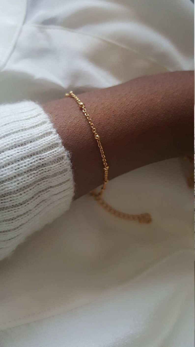 Gold Beaded Chain Bracelet,delicate Gold Chain Bracelet for Women,gold