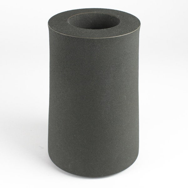 Antje Wiewinner studio ceramic vase, matt black double-walled ceramic vase, signed studio pottery, west Germany