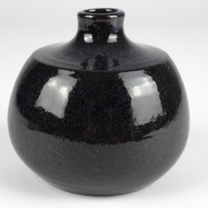 Kristian Körting studio ceramic vase, night blue black, east German pottery, mid century, vintage 60s