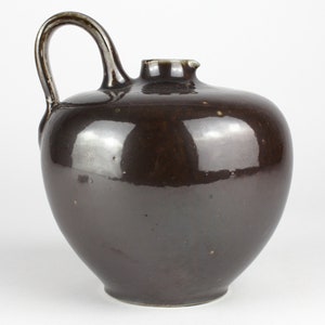 Elfriede Balzar-Kopp studio ceramic vase, black brown, Höhr-Grenzhausen, West Germany, mid century, vintage 70s