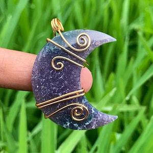 GRAPE AGATE Shape MOON Wirewrap copper
