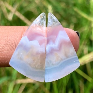 Crystal Blue Ice Agate Pairs