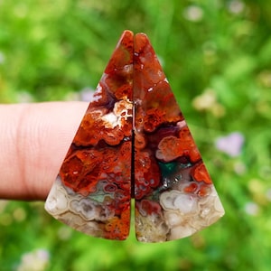 Paires d’agates à plume rouge - pour bijoux de boucles d’oreilles