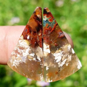 Red Plume Agate Pairs - pour bijoux de boucles d’oreilles