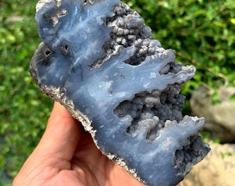 Rough one side polish BLUE PLUME AGATE | Best quality | From Indonesia