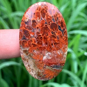 ÁGATA PLUMA ROJA | Ágata musgosa | Cabujón especial
