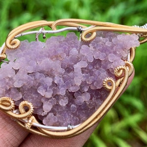 GRAPE AGATE Wire Wrapped Pendant Crystals sprakling| perfect for gifts