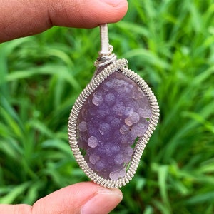 GRAPE AGATE Wire wrap for pendant