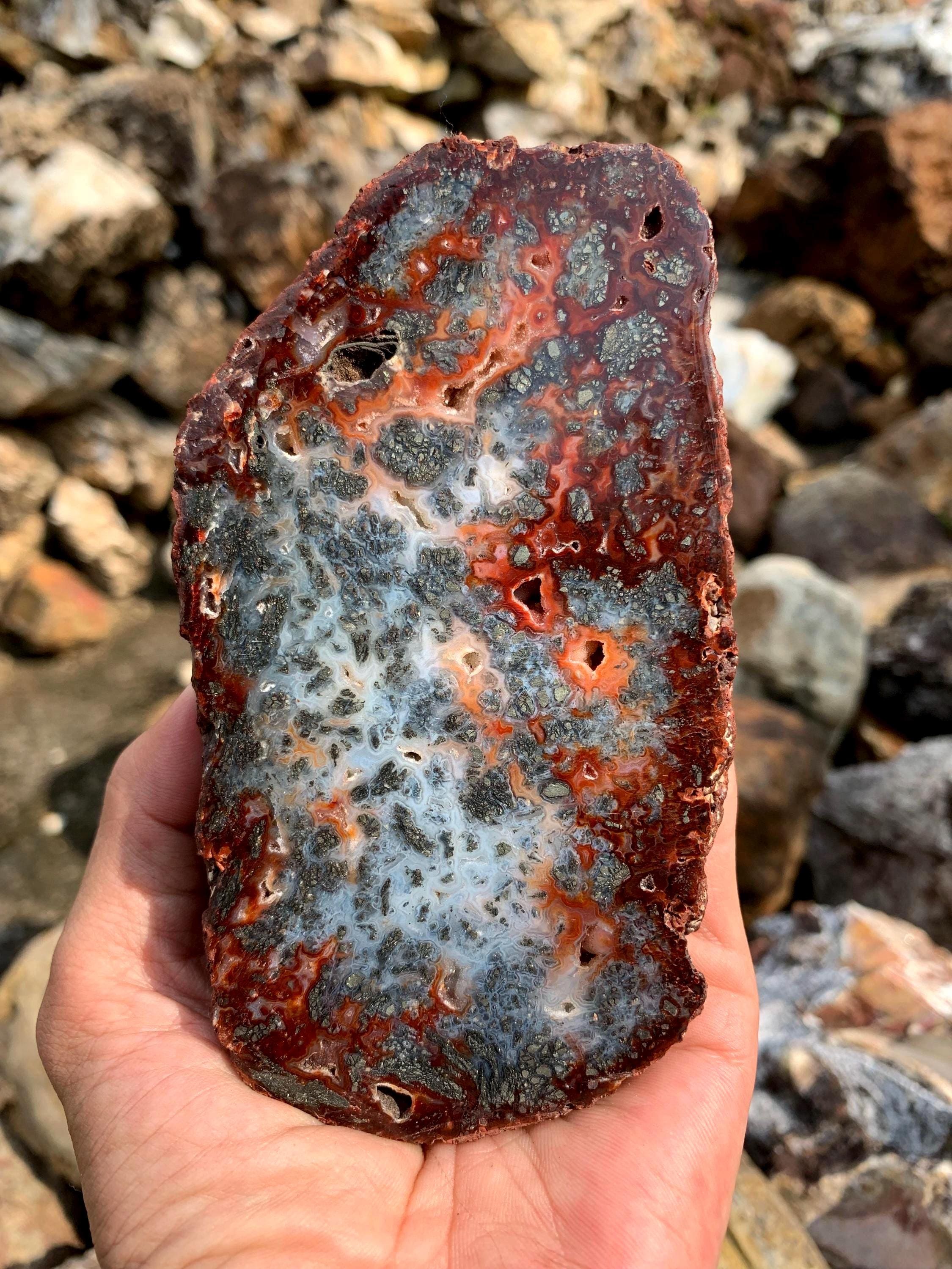 Slabs Red Marcasite after polish Best quality