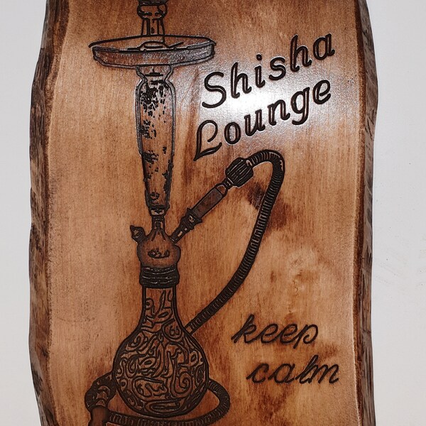 Shisha Lounge keep calm - Holzbrett in Antik Look