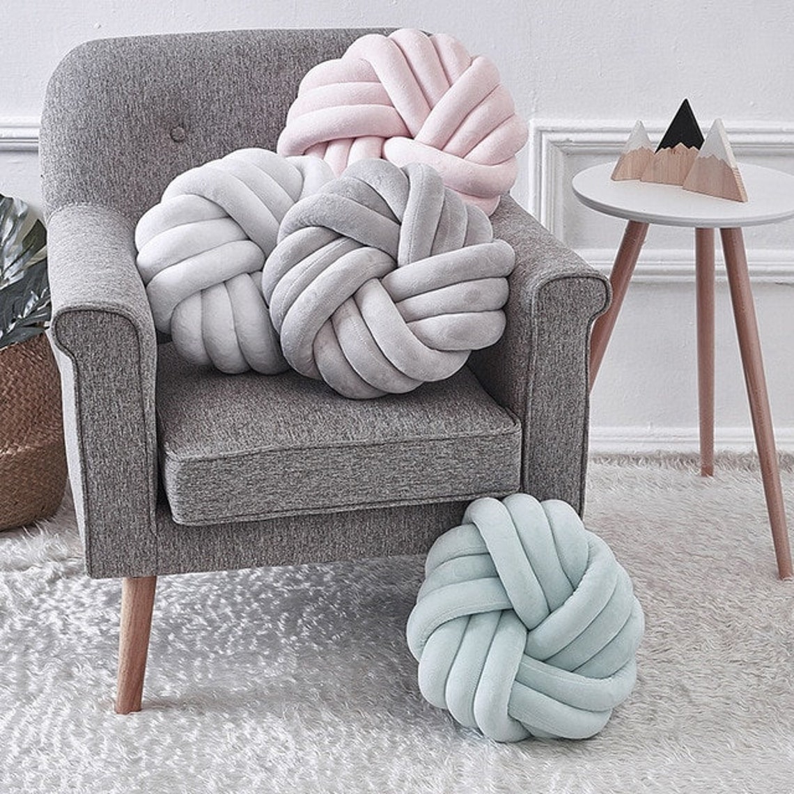 Round knot cushion Decorative cushion Modern knot pillows Etsy