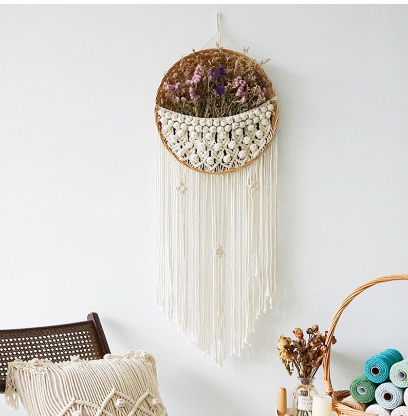 Round Macrame wall hanging Woven tapestry wall hang Hand Etsy