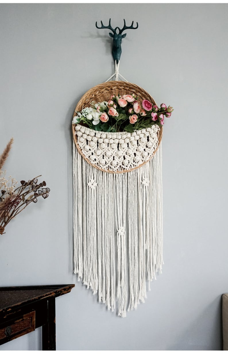 Round Macrame wall hanging Woven tapestry wall hang Hand Etsy