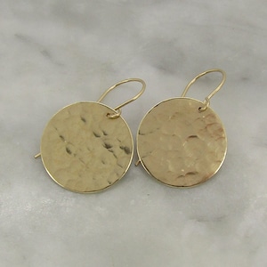 Hammered  1'' gold-filled  earrings with 14-karat gold fill ear wires, the perfect gift for the woman who loves real gold