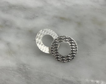 Sterling Silver Round Circle Post Earrings,  Gift Earrings, Handmade Earrings, 1'' Circle Lightweight Earrings